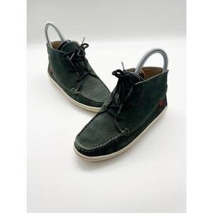 Marc Joseph Green Nubuck Leather Mid Top Forest Green Side Zip Sneakers Boys 1